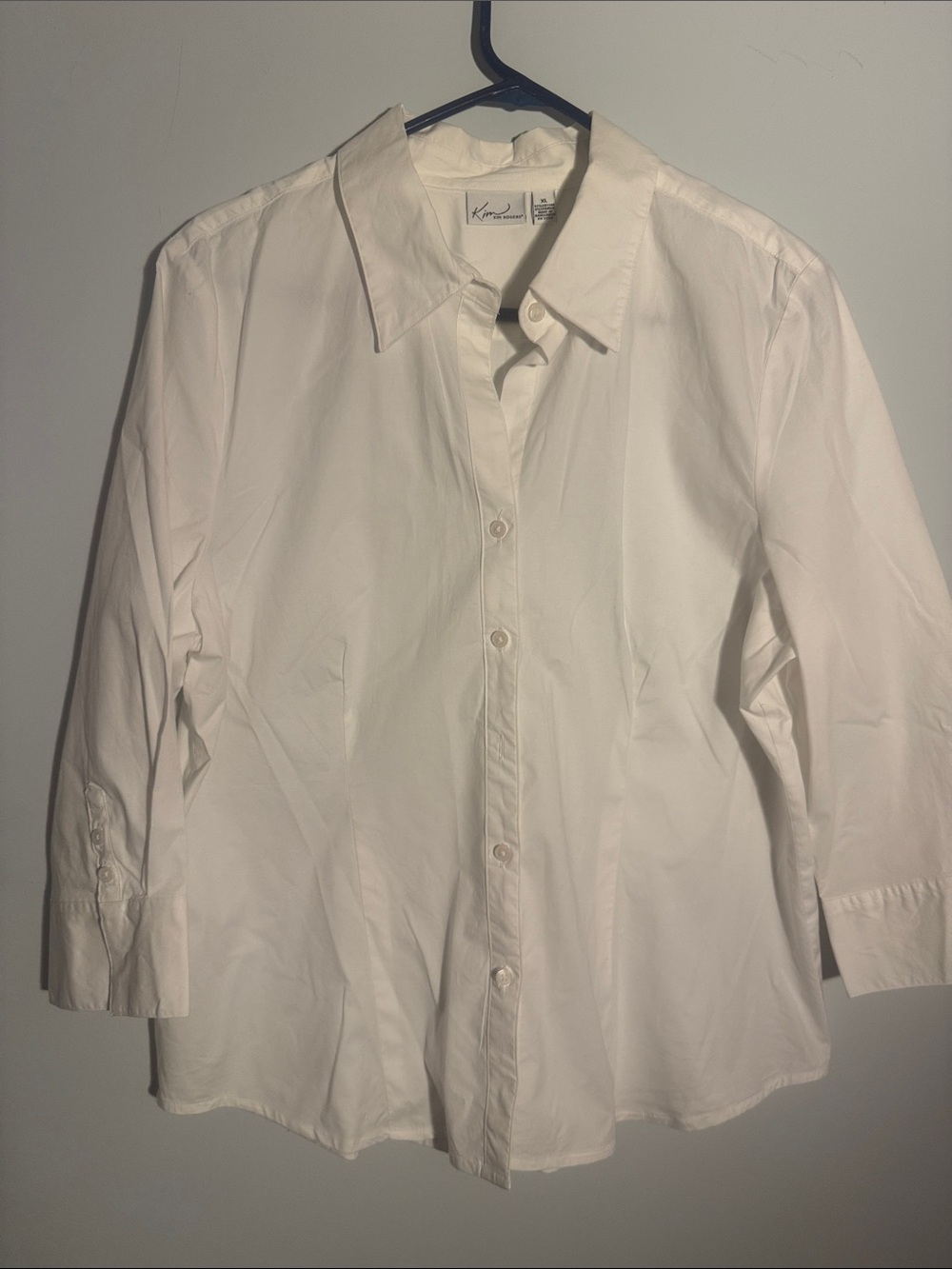 Kim Rogers White Button-Front Blouse
